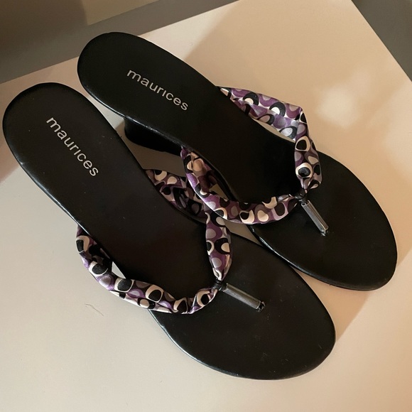 Maurices Wedge Black Sandals with soft purple straps Size 10 - Picture 2 of 10